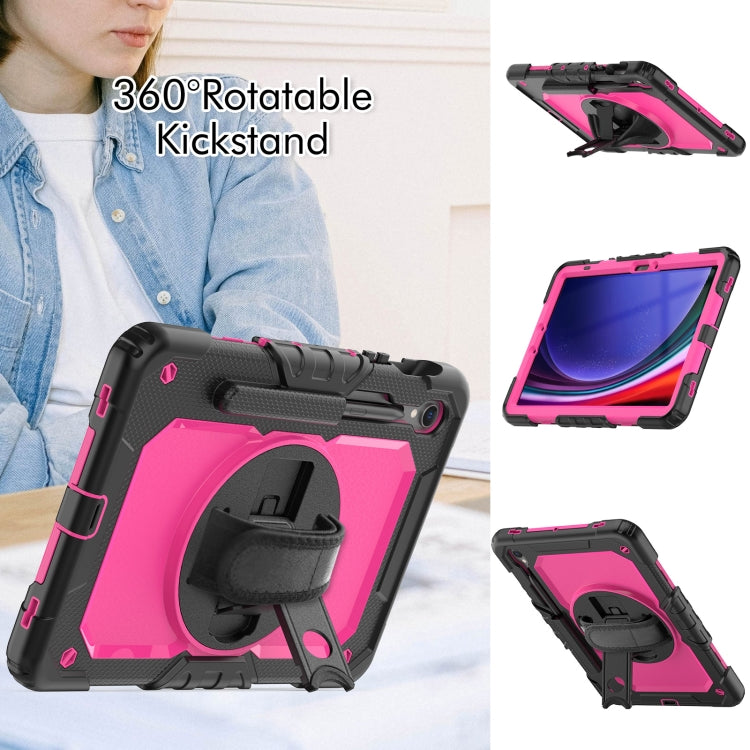 For Samsung Galaxy Tab S8 / S7 Silicone Hybrid PC Tablet Protective Case(Black+Rose Red) - Galaxy Tab S8 Cases by buy2fix | Online Shopping UK | buy2fix
