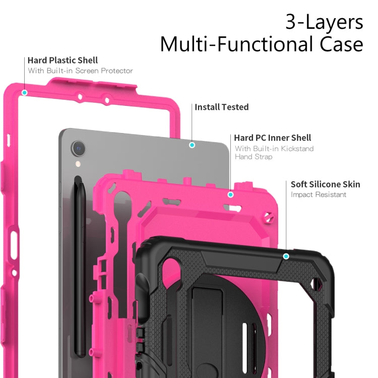 For Samsung Galaxy Tab S8 / S7 Silicone Hybrid PC Tablet Protective Case(Black+Rose Red) - Galaxy Tab S8 Cases by buy2fix | Online Shopping UK | buy2fix