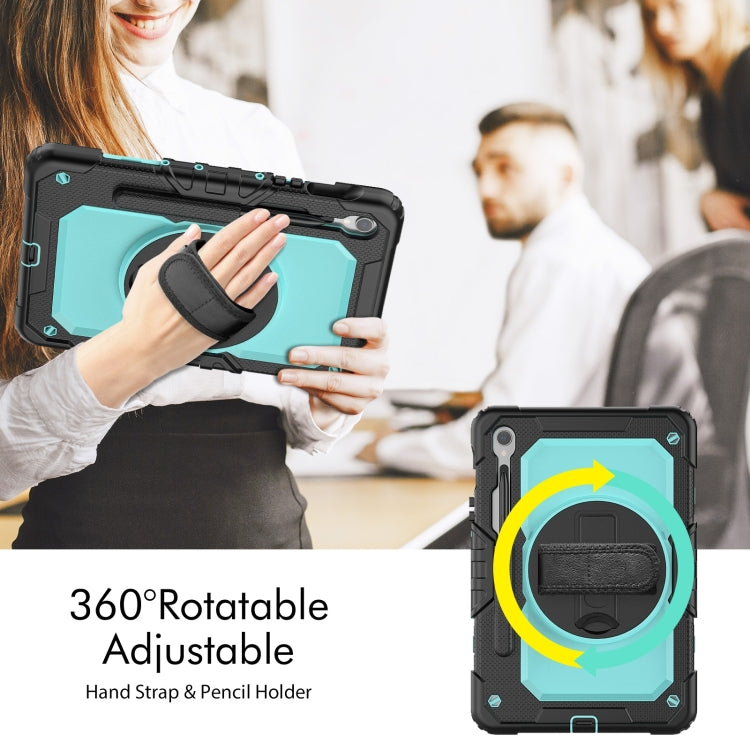 For Samsung Galaxy Tab S9 / S9 FE Silicone Hybrid PC Tablet Protective Case(Black+Light Blue) - Galaxy Tab S9 Cases by buy2fix | Online Shopping UK | buy2fix