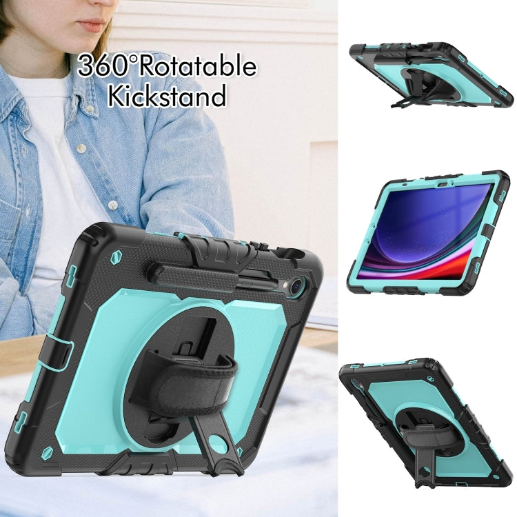 For Samsung Galaxy Tab S9 / S9 FE Silicone Hybrid PC Tablet Protective Case(Black+Light Blue) - Galaxy Tab S9 Cases by buy2fix | Online Shopping UK | buy2fix