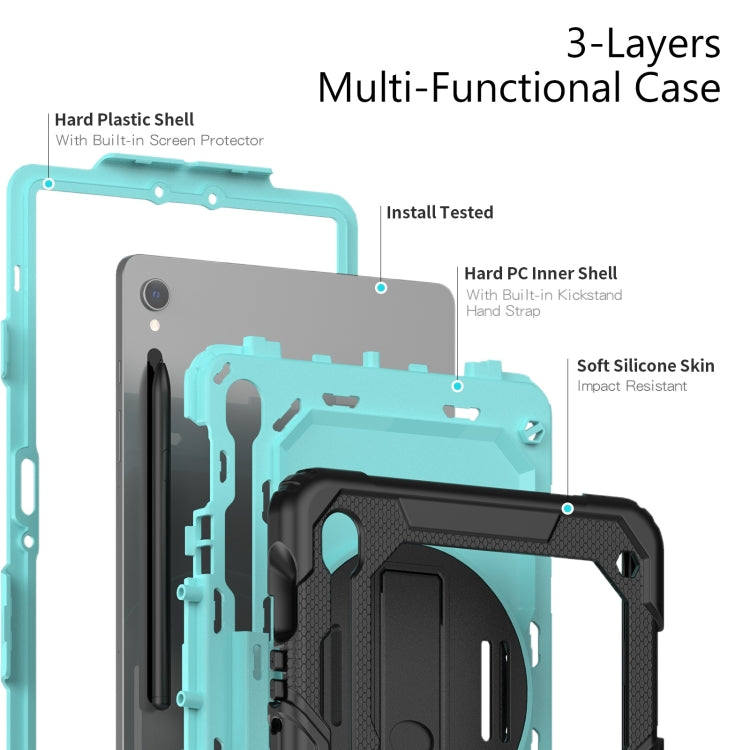 For Samsung Galaxy Tab S9 / S9 FE Silicone Hybrid PC Tablet Protective Case(Black+Light Blue) - Galaxy Tab S9 Cases by buy2fix | Online Shopping UK | buy2fix