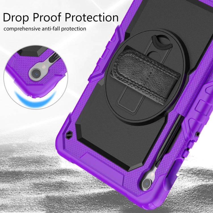 For Samsung Galaxy Tab S9 / S9 FE / S10 FE Lucky Wheel Grip Silicone Hybrid PC Tablet Case with Shoulder Strap(Purple+Black) by buy2fix