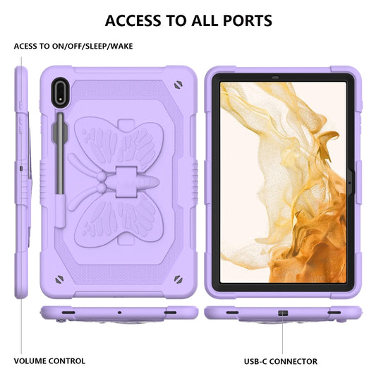 For Samsung Galaxy Tab S9 Butterfly Kickstand Heavy Duty Hard Rugged Tablet Case(Raro Purple) by buy2fix