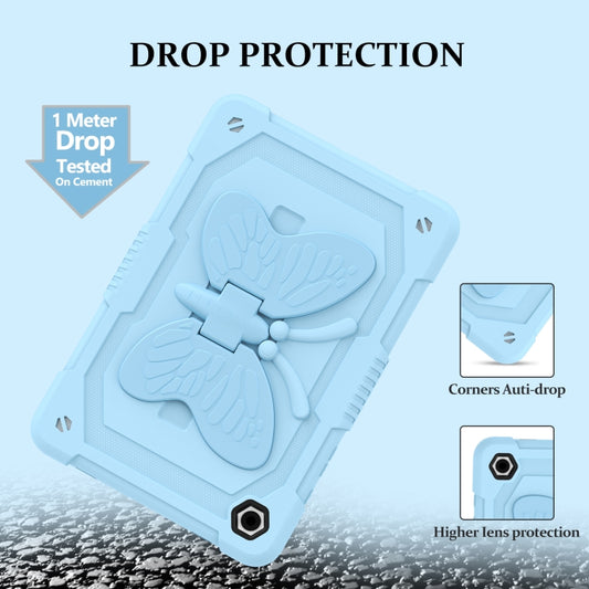 For Samsung Galaxy Tab A9+ Butterfly Kickstand Heavy Duty Hard Rugged Tablet Case(Ice Blue) - Galaxy Tab A9+ by buy2fix | Online Shopping UK | buy2fix