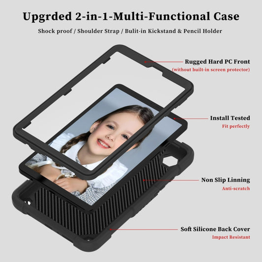 For Samsung Galaxy Tab A9 Butterfly Kickstand Heavy Duty Hard Rugged Tablet Case(Black) - Galaxy Tab A9 by buy2fix | Online Shopping UK | buy2fix