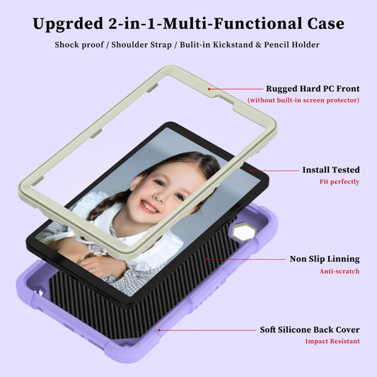 For Samsung Galaxy Tab A9 Butterfly Kickstand Heavy Duty Hard Rugged Tablet Case(Beige+Raro Purple) - Galaxy Tab A9 by buy2fix | Online Shopping UK | buy2fix