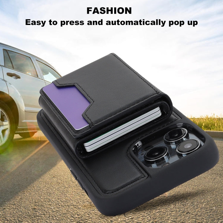 For iPhone 15 Pro RFID Anti-theft Detachable Card Bag Leather Phone Case(Black) - iPhone 15 Pro Cases by buy2fix | Online Shopping UK | buy2fix