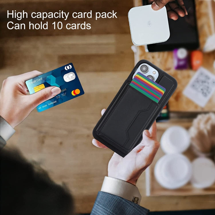 For iPhone 15 Pro RFID Anti-theft Detachable Card Bag Leather Phone Case(Black) - iPhone 15 Pro Cases by buy2fix | Online Shopping UK | buy2fix