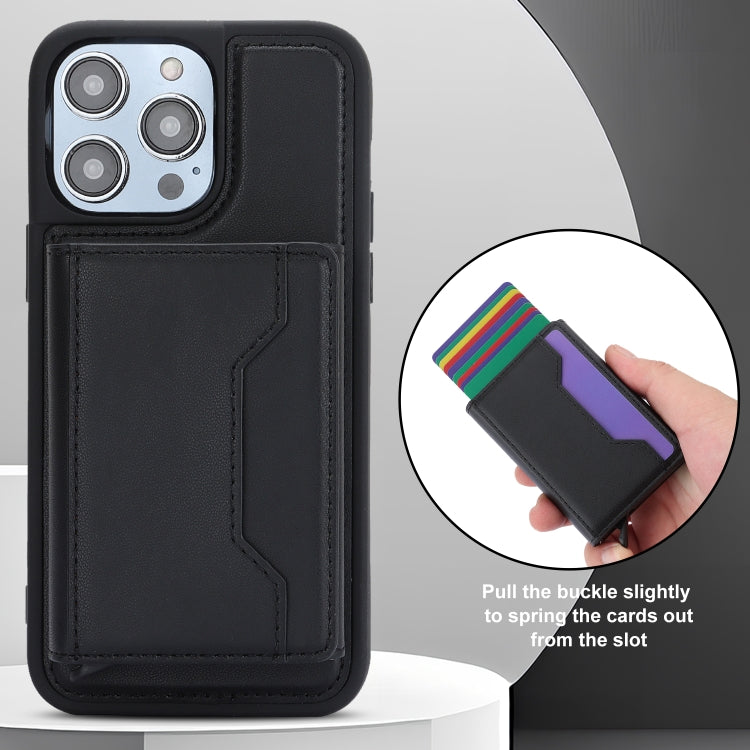 For iPhone 15 Pro RFID Anti-theft Detachable Card Bag Leather Phone Case(Black) - iPhone 15 Pro Cases by buy2fix | Online Shopping UK | buy2fix