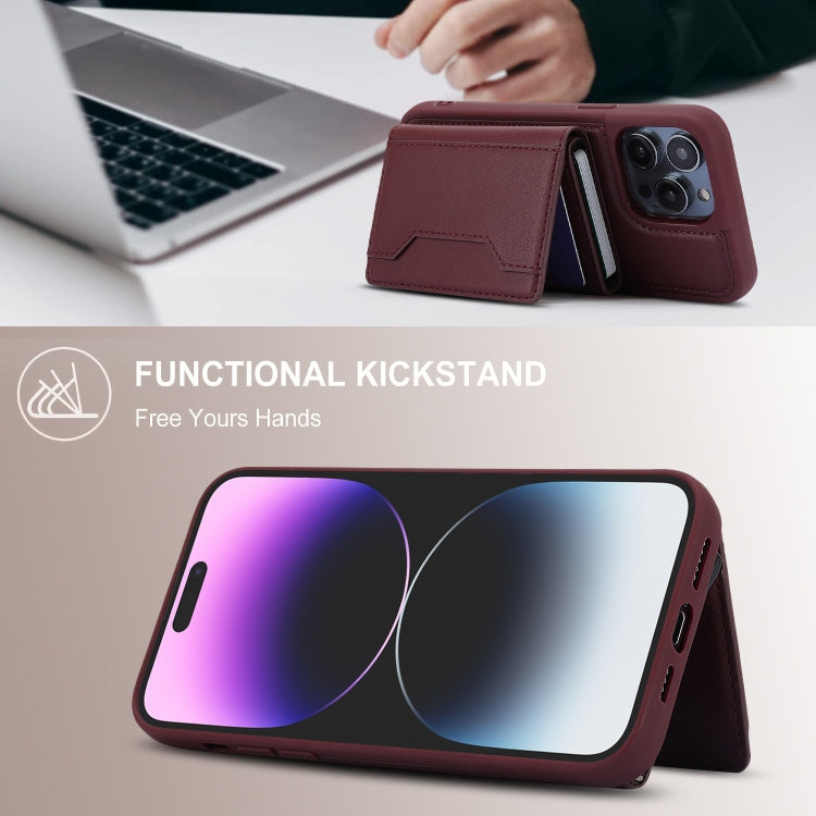 For iPhone 15 Pro RFID Anti-theft Detachable Card Bag Leather Phone Case(Wine Red) - iPhone 15 Pro Cases by buy2fix | Online Shopping UK | buy2fix