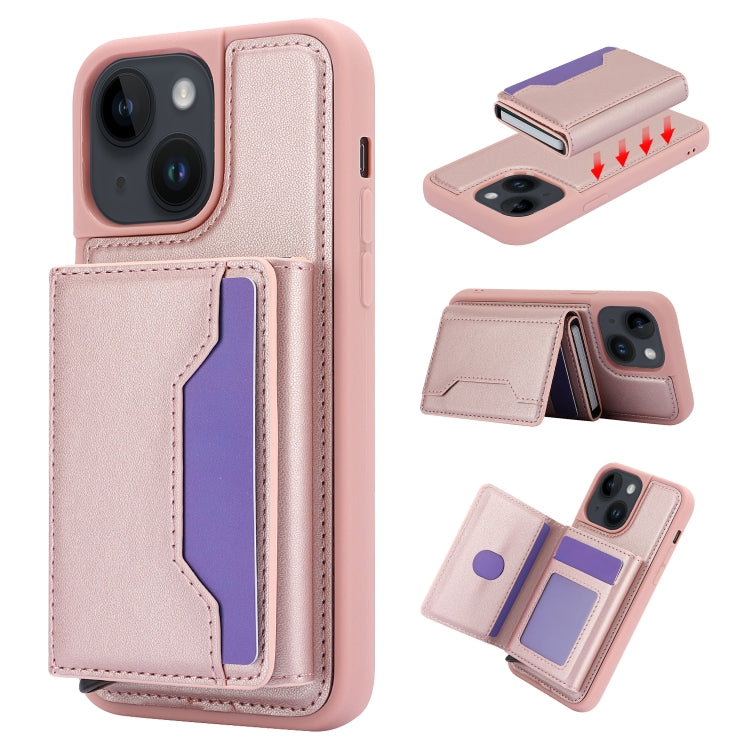 For iPhone 15 RFID Anti-theft Detachable Card Bag Leather Phone Case(Pink) - iPhone 15 Cases by buy2fix | Online Shopping UK | buy2fix