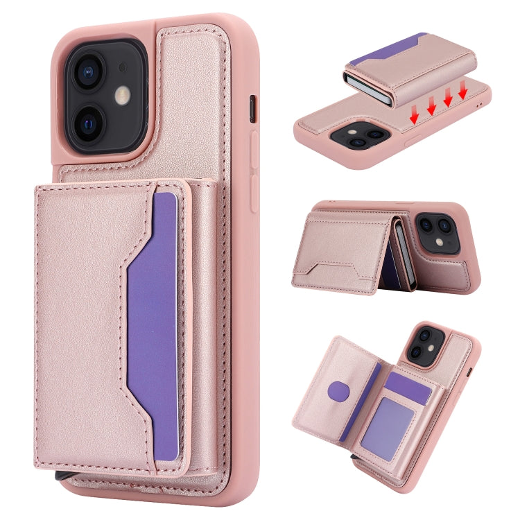 For iPhone 12 Pro / 12 RFID Anti-theft Detachable Card Bag Leather Phone Case(Pink) - iPhone 12 / 12 Pro Cases by buy2fix | Online Shopping UK | buy2fix
