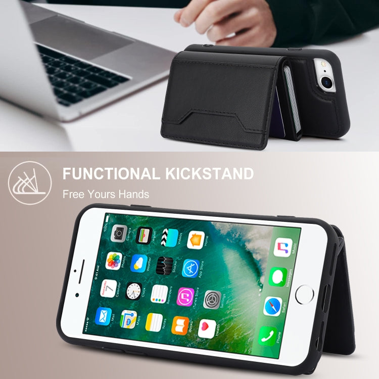 For iPhone SE 2022 / 2020 / 8 / 7 RFID Anti-theft Detachable Card Bag Leather Phone Case(Black) - iPhone SE 2022 / 2020 / 8 / 7 Cases by buy2fix | Online Shopping UK | buy2fix
