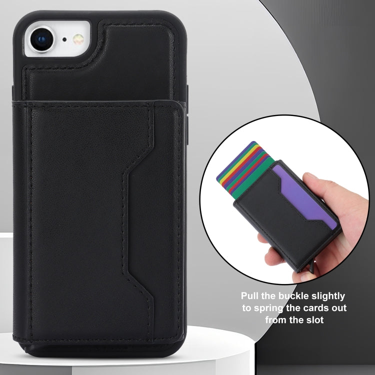 For iPhone SE 2022 / 2020 / 8 / 7 RFID Anti-theft Detachable Card Bag Leather Phone Case(Black) - iPhone SE 2022 / 2020 / 8 / 7 Cases by buy2fix | Online Shopping UK | buy2fix