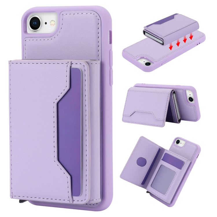 For iPhone SE 2022 / 2020 / 8 / 7 RFID Anti-theft Detachable Card Bag Leather Phone Case(Purple) - iPhone SE 2022 / 2020 / 8 / 7 Cases by buy2fix | Online Shopping UK | buy2fix