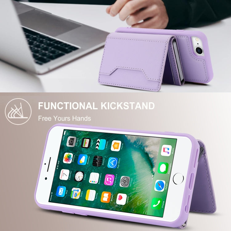 For iPhone SE 2022 / 2020 / 8 / 7 RFID Anti-theft Detachable Card Bag Leather Phone Case(Purple) - iPhone SE 2022 / 2020 / 8 / 7 Cases by buy2fix | Online Shopping UK | buy2fix
