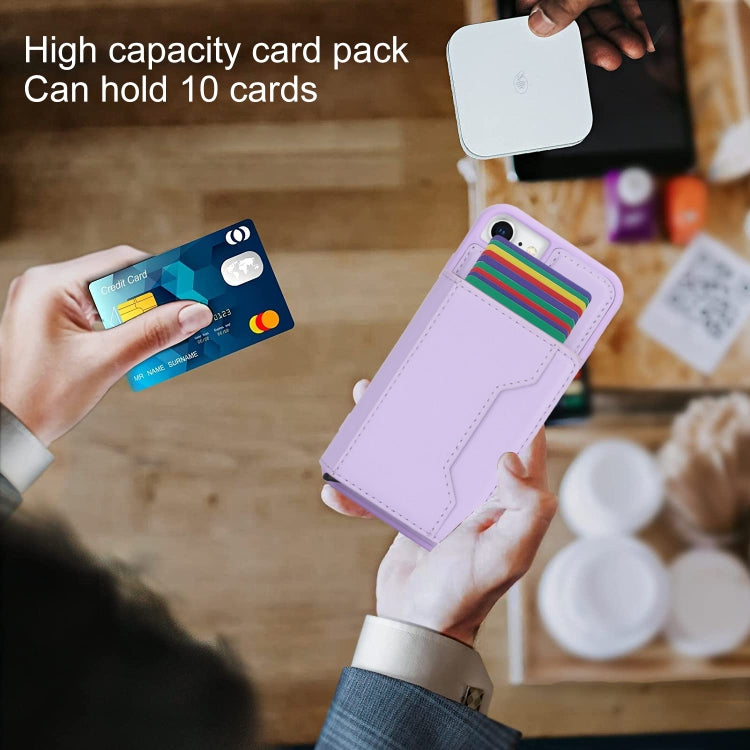 For iPhone SE 2022 / 2020 / 8 / 7 RFID Anti-theft Detachable Card Bag Leather Phone Case(Purple) - iPhone SE 2022 / 2020 / 8 / 7 Cases by buy2fix | Online Shopping UK | buy2fix
