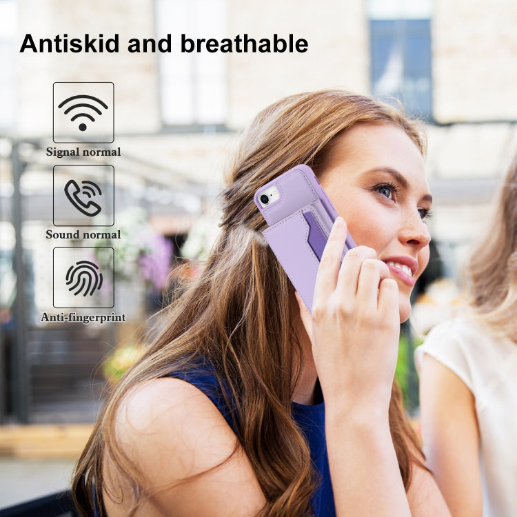 For iPhone SE 2022 / 2020 / 8 / 7 RFID Anti-theft Detachable Card Bag Leather Phone Case(Purple) - iPhone SE 2022 / 2020 / 8 / 7 Cases by buy2fix | Online Shopping UK | buy2fix