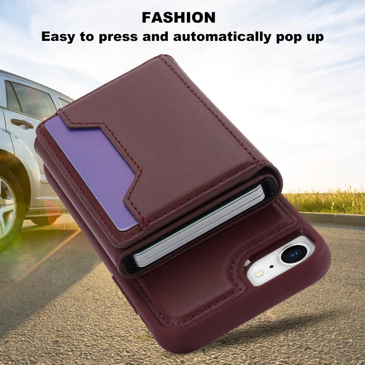 For iPhone SE 2022 / 2020 / 8 / 7 RFID Anti-theft Detachable Card Bag Leather Phone Case(Wine Red) - iPhone SE 2022 / 2020 / 8 / 7 Cases by buy2fix | Online Shopping UK | buy2fix