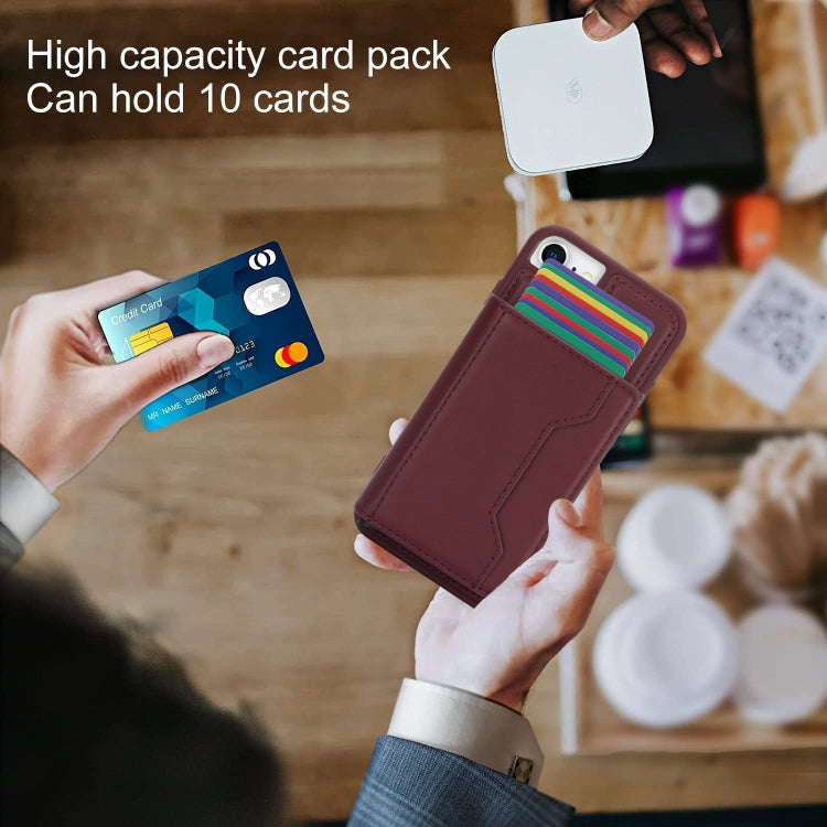 For iPhone SE 2022 / 2020 / 8 / 7 RFID Anti-theft Detachable Card Bag Leather Phone Case(Wine Red) - iPhone SE 2022 / 2020 / 8 / 7 Cases by buy2fix | Online Shopping UK | buy2fix
