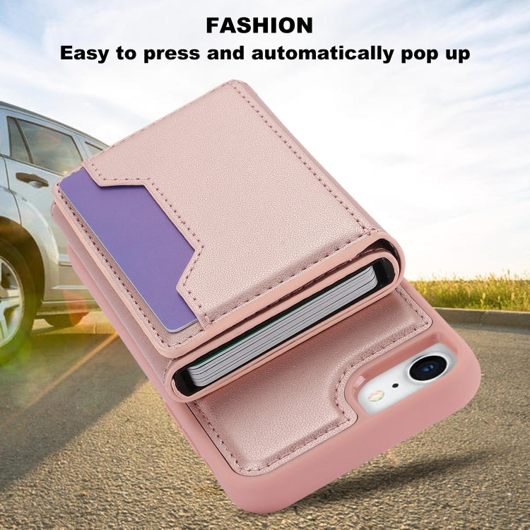 For iPhone SE 2022 / 2020 / 8 / 7 RFID Anti-theft Detachable Card Bag Leather Phone Case(Pink) - iPhone SE 2022 / 2020 / 8 / 7 Cases by buy2fix | Online Shopping UK | buy2fix