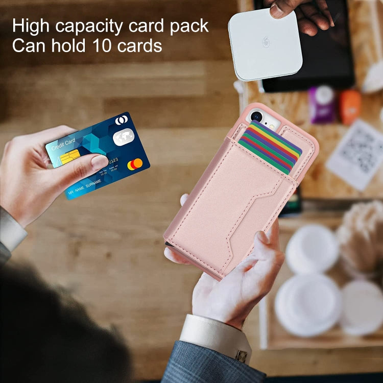 For iPhone SE 2022 / 2020 / 8 / 7 RFID Anti-theft Detachable Card Bag Leather Phone Case(Pink) - iPhone SE 2022 / 2020 / 8 / 7 Cases by buy2fix | Online Shopping UK | buy2fix