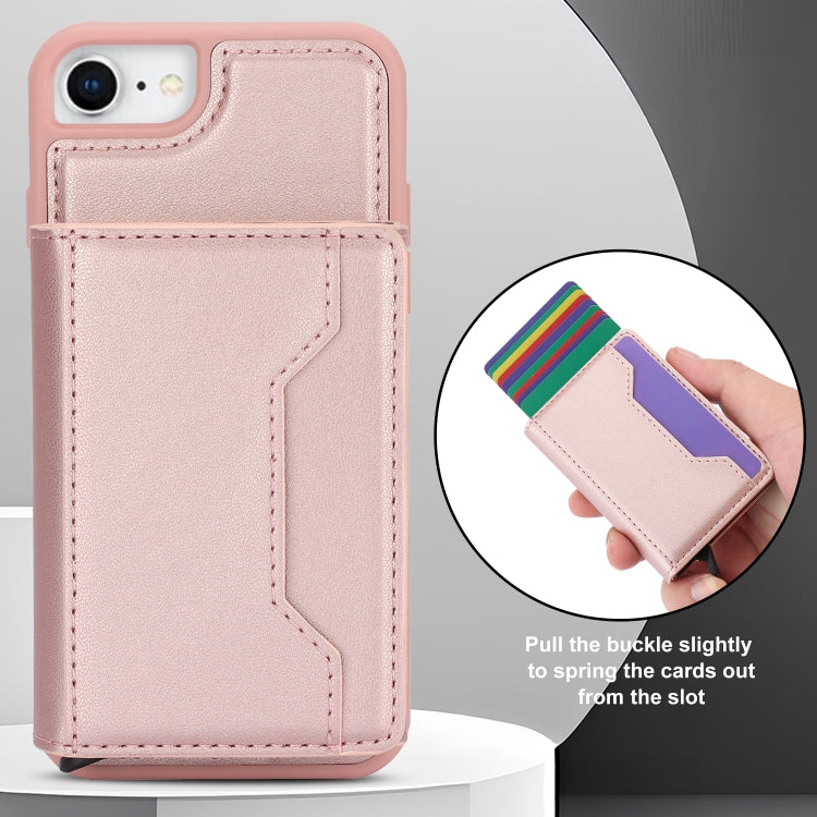 For iPhone SE 2022 / 2020 / 8 / 7 RFID Anti-theft Detachable Card Bag Leather Phone Case(Pink) - iPhone SE 2022 / 2020 / 8 / 7 Cases by buy2fix | Online Shopping UK | buy2fix