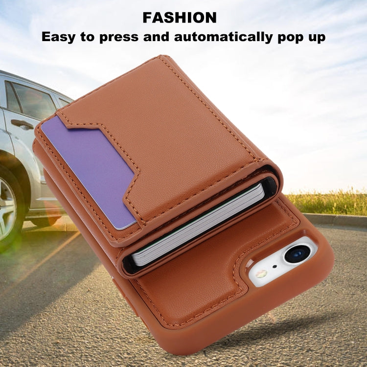 For iPhone SE 2022 / 2020 / 8 / 7 RFID Anti-theft Detachable Card Bag Leather Phone Case(Brown) - iPhone SE 2022 / 2020 / 8 / 7 Cases by buy2fix | Online Shopping UK | buy2fix
