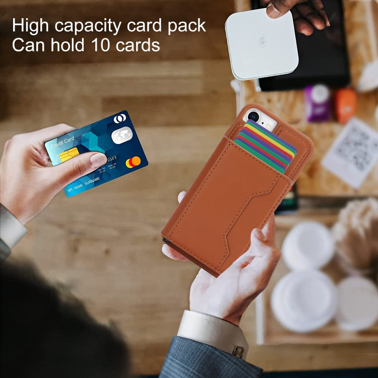 For iPhone SE 2022 / 2020 / 8 / 7 RFID Anti-theft Detachable Card Bag Leather Phone Case(Brown) - iPhone SE 2022 / 2020 / 8 / 7 Cases by buy2fix | Online Shopping UK | buy2fix