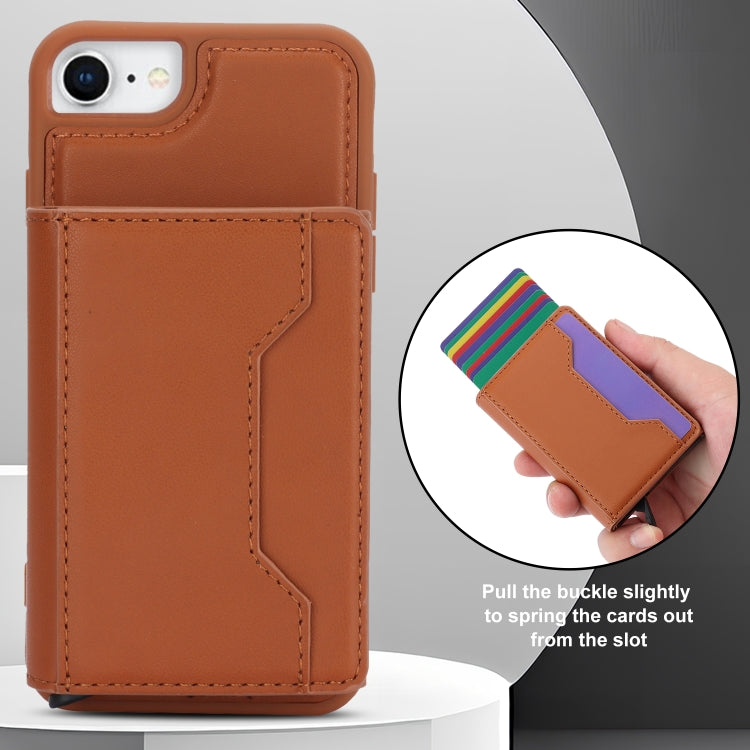 For iPhone SE 2022 / 2020 / 8 / 7 RFID Anti-theft Detachable Card Bag Leather Phone Case(Brown) - iPhone SE 2022 / 2020 / 8 / 7 Cases by buy2fix | Online Shopping UK | buy2fix