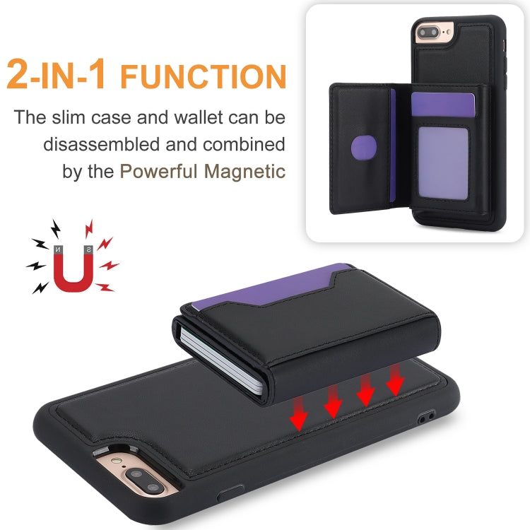 For iPhone 7 Plus / 8 Plus RFID Anti-theft Detachable Card Bag Leather Phone Case(Black) - More iPhone Cases by buy2fix | Online Shopping UK | buy2fix