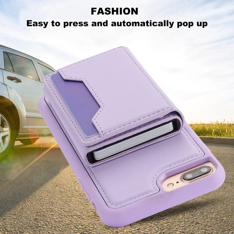 For iPhone 7 Plus / 8 Plus RFID Anti-theft Detachable Card Bag Leather Phone Case(Purple) - More iPhone Cases by buy2fix | Online Shopping UK | buy2fix