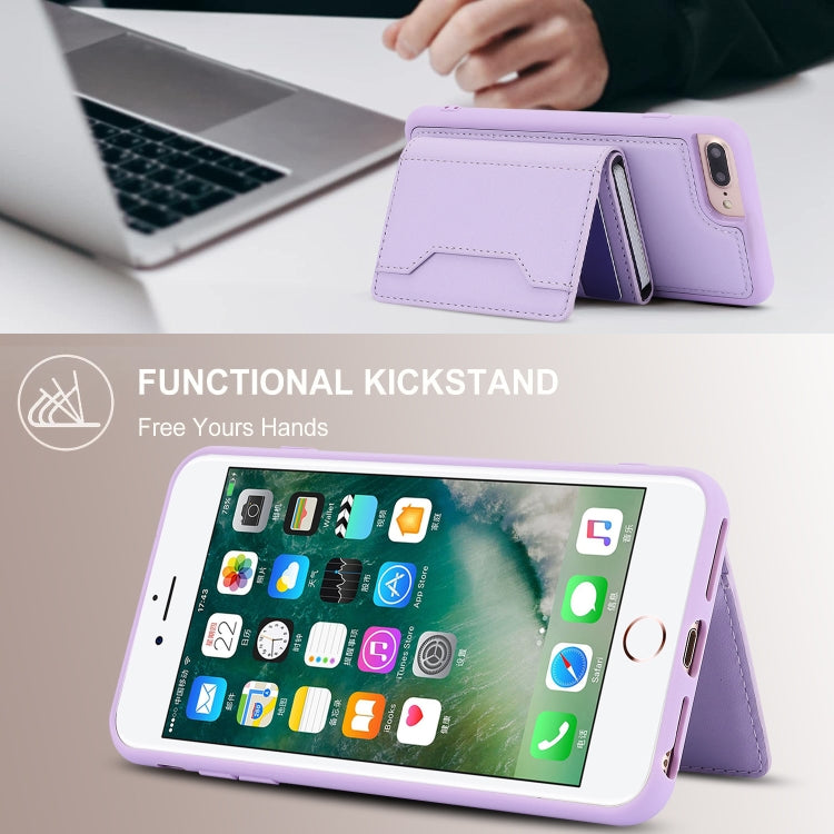For iPhone 7 Plus / 8 Plus RFID Anti-theft Detachable Card Bag Leather Phone Case(Purple) - More iPhone Cases by buy2fix | Online Shopping UK | buy2fix