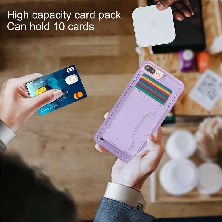 For iPhone 7 Plus / 8 Plus RFID Anti-theft Detachable Card Bag Leather Phone Case(Purple) - More iPhone Cases by buy2fix | Online Shopping UK | buy2fix