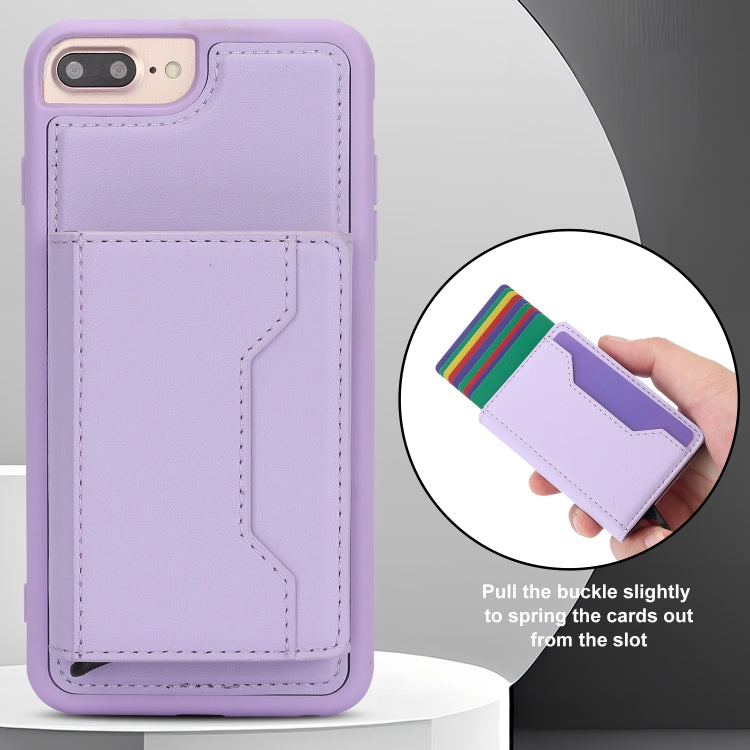 For iPhone 7 Plus / 8 Plus RFID Anti-theft Detachable Card Bag Leather Phone Case(Purple) - More iPhone Cases by buy2fix | Online Shopping UK | buy2fix