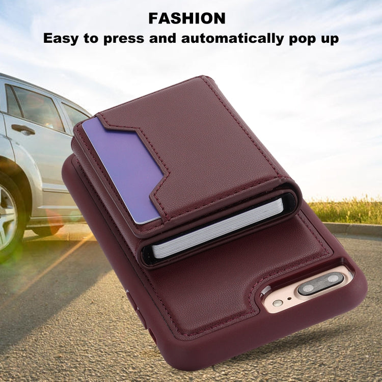 For iPhone 7 Plus / 8 Plus RFID Anti-theft Detachable Card Bag Leather Phone Case(Wine Red) - More iPhone Cases by buy2fix | Online Shopping UK | buy2fix