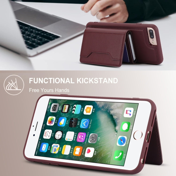 For iPhone 7 Plus / 8 Plus RFID Anti-theft Detachable Card Bag Leather Phone Case(Wine Red) - More iPhone Cases by buy2fix | Online Shopping UK | buy2fix