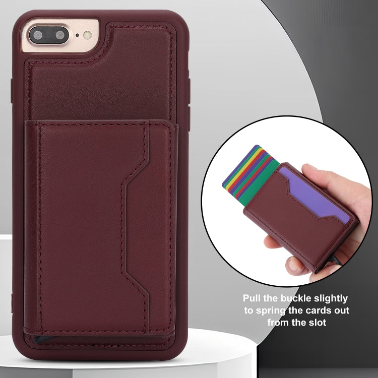 For iPhone 7 Plus / 8 Plus RFID Anti-theft Detachable Card Bag Leather Phone Case(Wine Red) - More iPhone Cases by buy2fix | Online Shopping UK | buy2fix