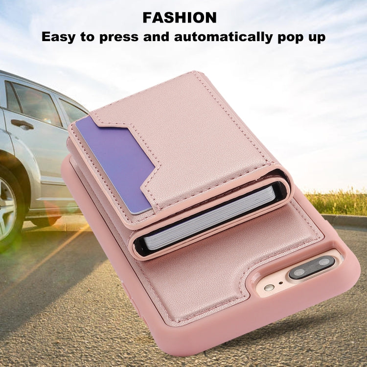 For iPhone 7 Plus / 8 Plus RFID Anti-theft Detachable Card Bag Leather Phone Case(Pink) - More iPhone Cases by buy2fix | Online Shopping UK | buy2fix