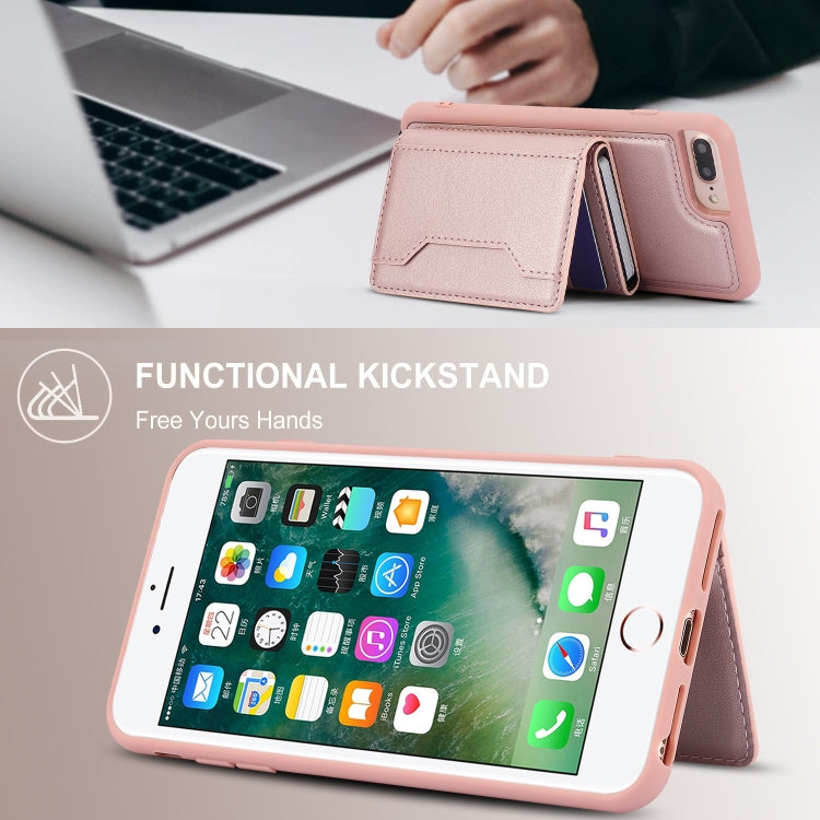 For iPhone 7 Plus / 8 Plus RFID Anti-theft Detachable Card Bag Leather Phone Case(Pink) - More iPhone Cases by buy2fix | Online Shopping UK | buy2fix