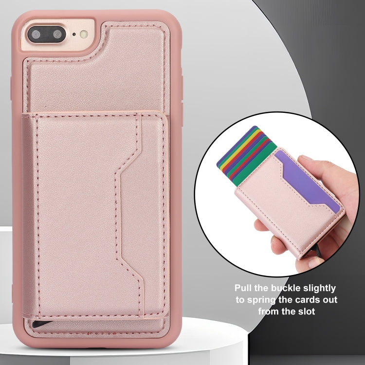For iPhone 7 Plus / 8 Plus RFID Anti-theft Detachable Card Bag Leather Phone Case(Pink) - More iPhone Cases by buy2fix | Online Shopping UK | buy2fix