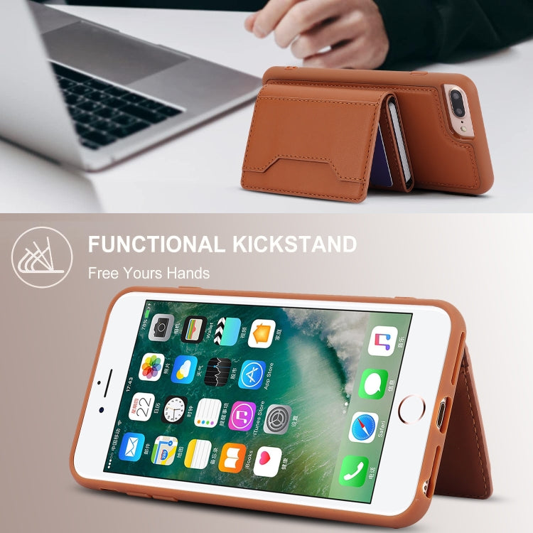 For iPhone 7 Plus / 8 Plus RFID Anti-theft Detachable Card Bag Leather Phone Case(Brown) - More iPhone Cases by buy2fix | Online Shopping UK | buy2fix