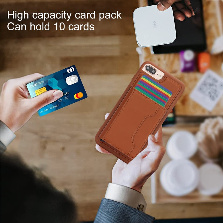 For iPhone 7 Plus / 8 Plus RFID Anti-theft Detachable Card Bag Leather Phone Case(Brown) - More iPhone Cases by buy2fix | Online Shopping UK | buy2fix