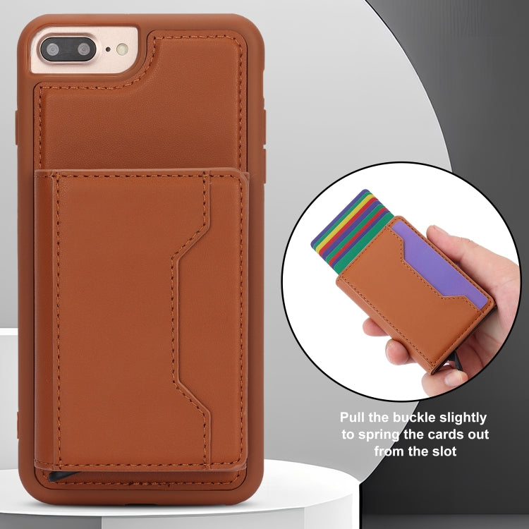 For iPhone 7 Plus / 8 Plus RFID Anti-theft Detachable Card Bag Leather Phone Case(Brown) - More iPhone Cases by buy2fix | Online Shopping UK | buy2fix