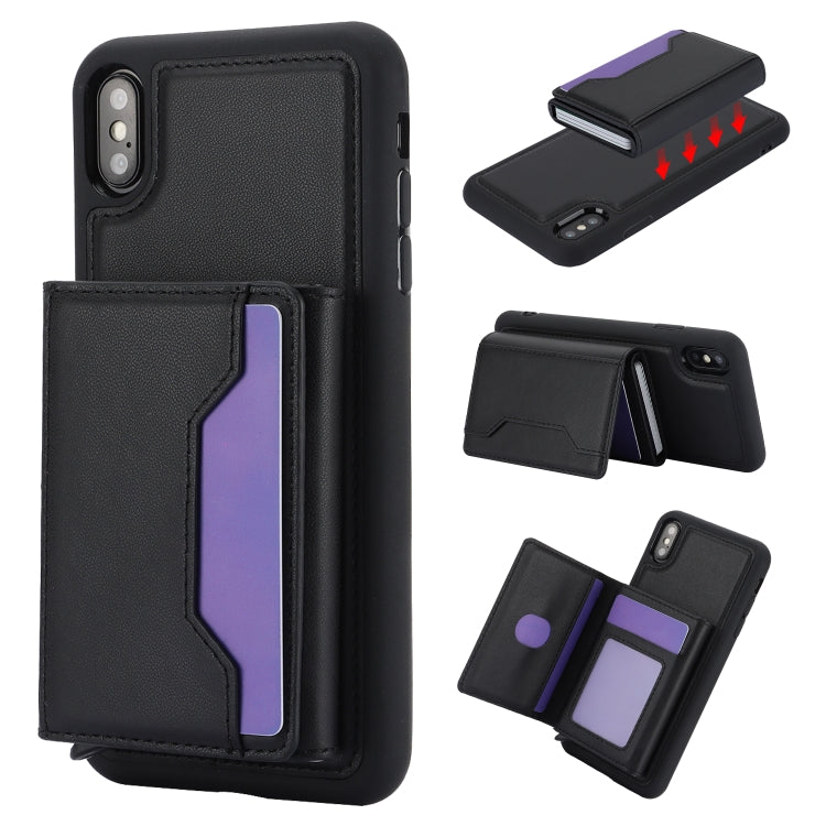 For iPhone XS Max RFID Anti-theft Detachable Card Bag Leather Phone Case(Black) - More iPhone Cases by buy2fix | Online Shopping UK | buy2fix