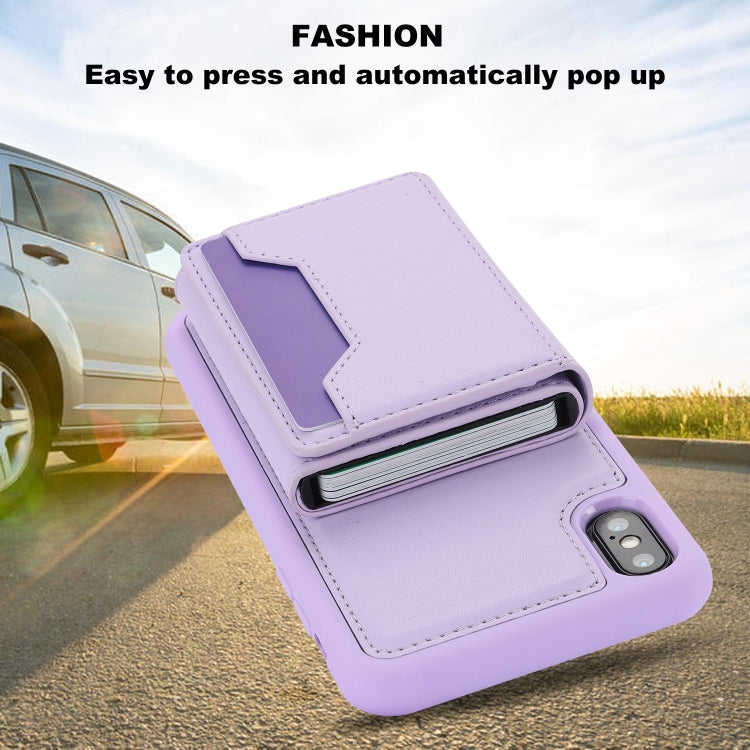 For iPhone XS Max RFID Anti-theft Detachable Card Bag Leather Phone Case(Purple) - More iPhone Cases by buy2fix | Online Shopping UK | buy2fix