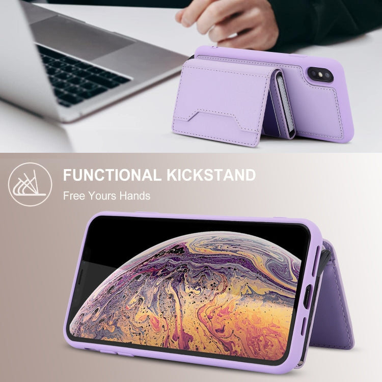 For iPhone XS Max RFID Anti-theft Detachable Card Bag Leather Phone Case(Purple) - More iPhone Cases by buy2fix | Online Shopping UK | buy2fix
