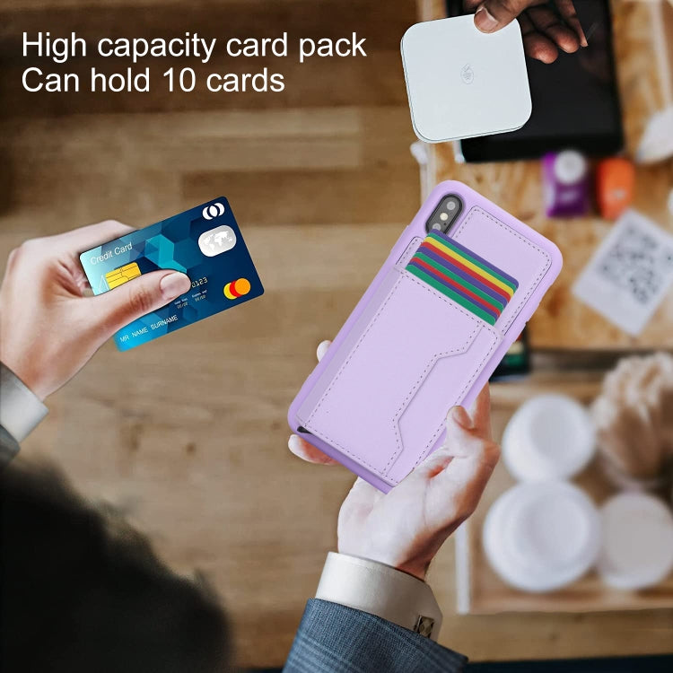 For iPhone XS Max RFID Anti-theft Detachable Card Bag Leather Phone Case(Purple) - More iPhone Cases by buy2fix | Online Shopping UK | buy2fix