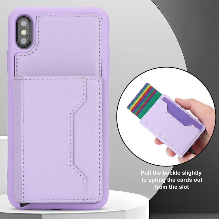 For iPhone XS Max RFID Anti-theft Detachable Card Bag Leather Phone Case(Purple) - More iPhone Cases by buy2fix | Online Shopping UK | buy2fix