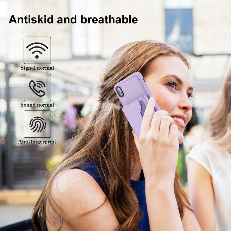 For iPhone XS Max RFID Anti-theft Detachable Card Bag Leather Phone Case(Purple) - More iPhone Cases by buy2fix | Online Shopping UK | buy2fix